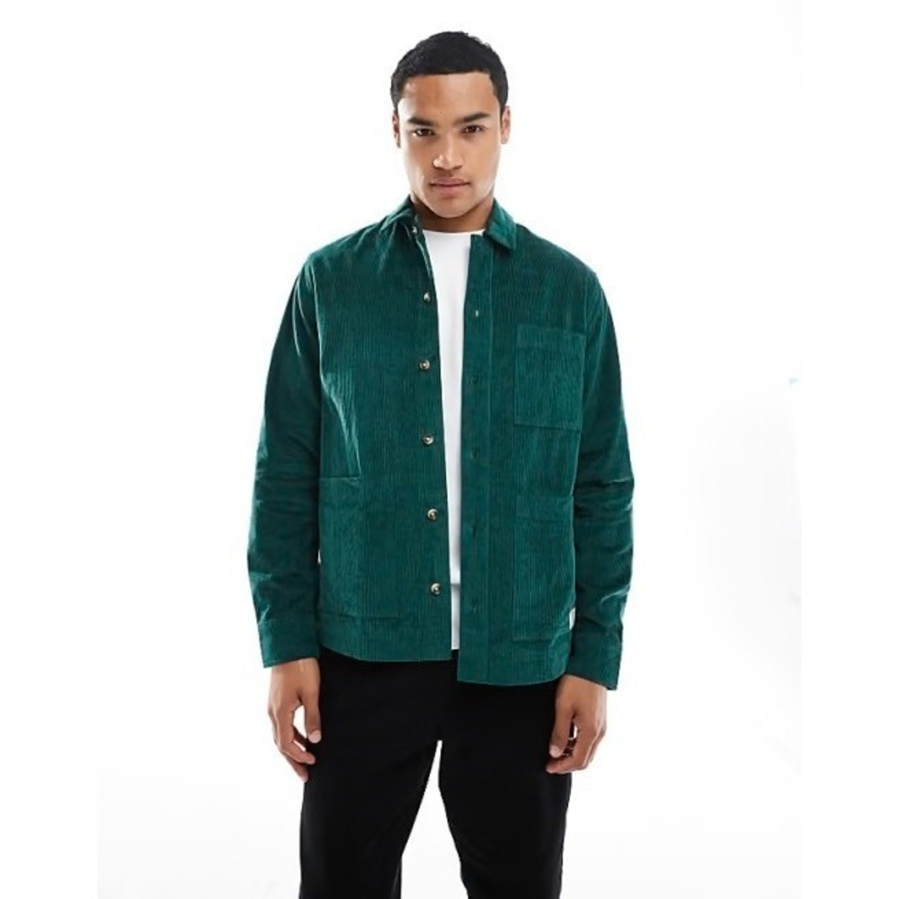 Men's Denim & Co. Vintage Green Long Sleeve Button Up Jacket Size L